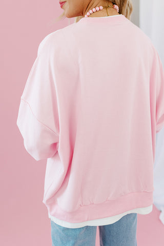 Marisol Layered Sweatshirt in Ballet Pink