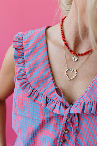 Americus Gingham Collar Top