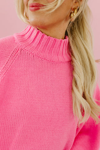 Cambri Mock Neck Sweater in Hibiscus