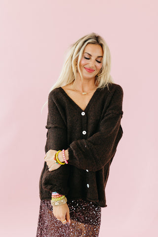 Helena Chunky Cardigan in Espresso