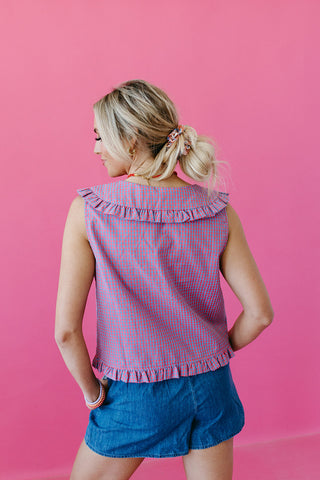 Americus Gingham Collar Top