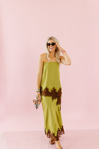 Kyra Lace Maxi Skirt in Green