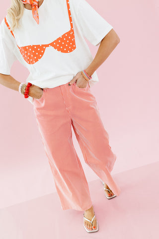 Manon Stripe Pants in Red/White