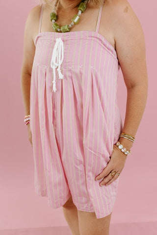 Jameson Stripe Romper in Pink