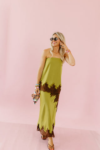 Kyra Lace Maxi Skirt in Green