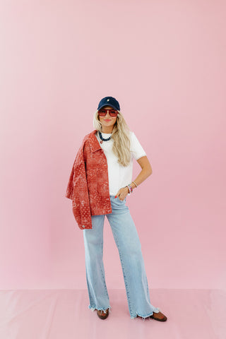 Brylie Paisley Printed Jacket in Red