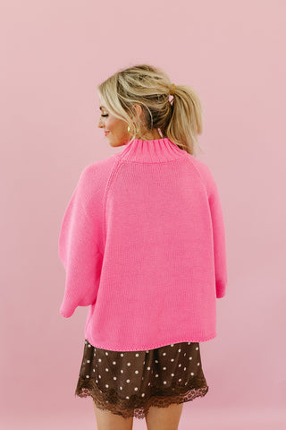 Cambri Mock Neck Sweater in Hibiscus