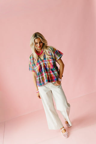 Hattie Plaid Top