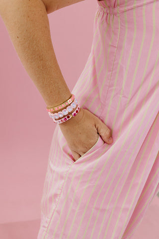 Jameson Stripe Romper in Pink