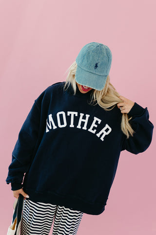 Mother Embroidered Mock Neck Sweatshirt