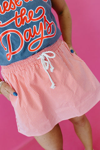 Lyra Stripe Mini Skort in Red/White