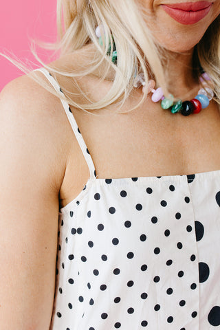 Hilly Polka Dot Mini Dress in Cream/Black