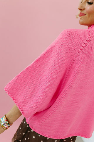 Cambri Mock Neck Sweater in Hibiscus