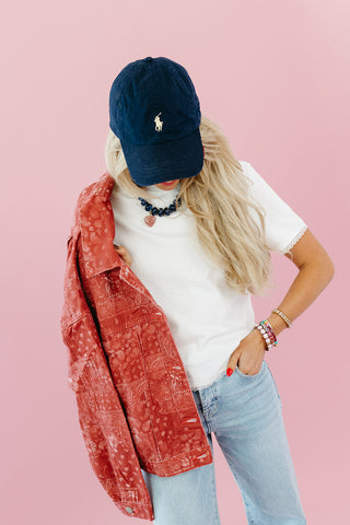 Reggie Lace Trim Tee Shirt in Ivory