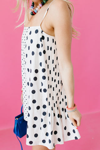 Hilly Polka Dot Mini Dress in Cream/Black