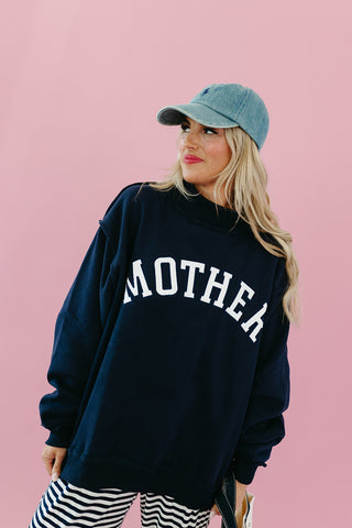 Mother Embroidered Mock Neck Sweatshirt