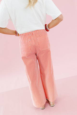 Manon Stripe Pants in Red/White