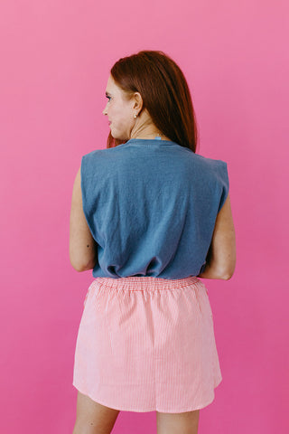 Lyra Stripe Mini Skort in Red/White