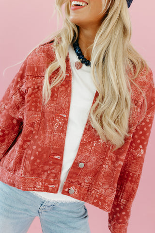 Brylie Paisley Printed Jacket in Red