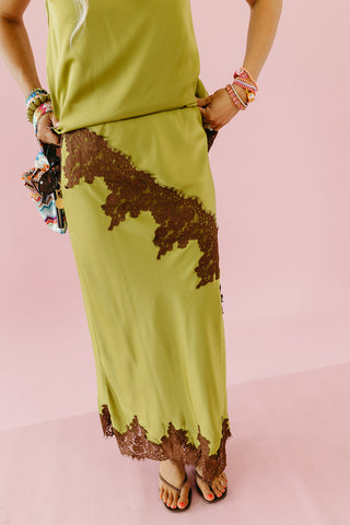 Kyra Lace Maxi Skirt in Green