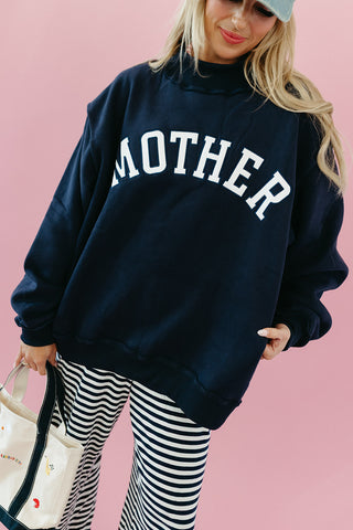 Mother Embroidered Mock Neck Sweatshirt