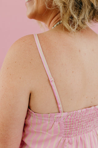 Jameson Stripe Romper in Pink
