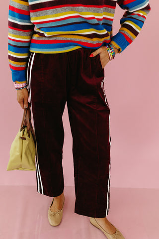 Riley Corduroy Track Pants in Merlot