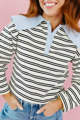 Harlenn Oversized Collar Polo Shirt in White