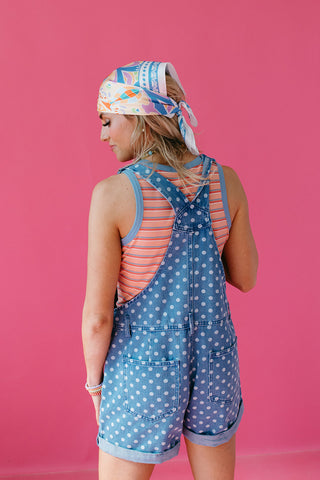 Everlynn Polka Dot Denim Shortalls