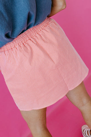 Lyra Stripe Mini Skort in Red/White
