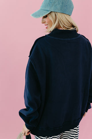 Mother Embroidered Mock Neck Sweatshirt