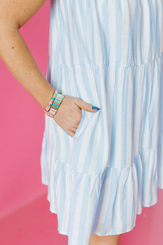 Jo Stripe Tiered Mini Dress