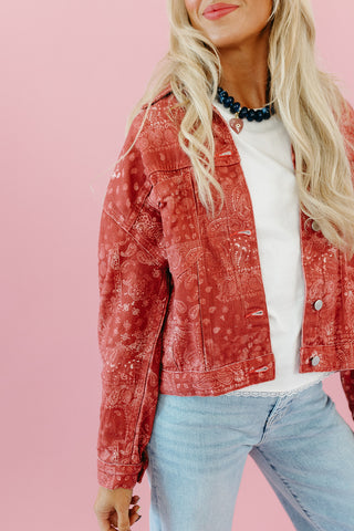 Brylie Paisley Printed Jacket in Red