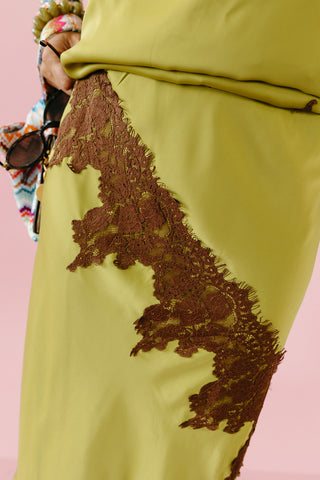 Kyra Lace Maxi Skirt in Green