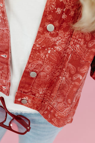 Brylie Paisley Printed Jacket in Red