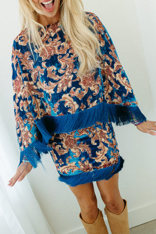 Sloane Velvet Fringe Poncho Top