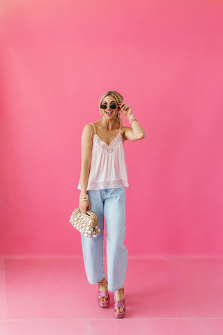 Ella Rhinestone Barrel Jeans