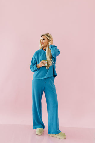 Devan Stripe Soft Knit Pants in Blue