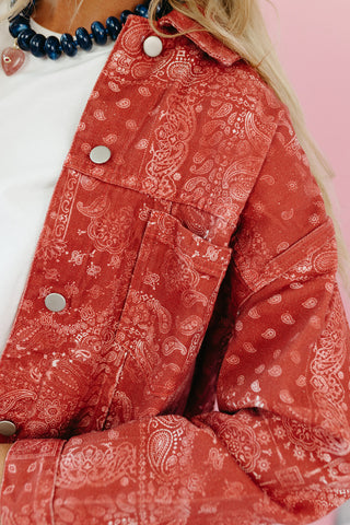 Brylie Paisley Printed Jacket in Red