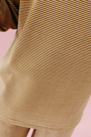 Ollie Stripe Sleeve Top in Olive/Mauve