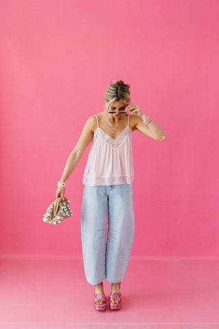 Ella Rhinestone Barrel Jeans