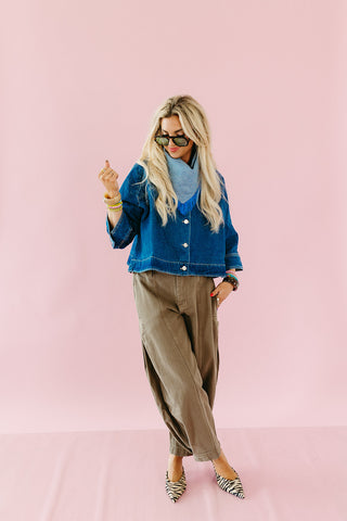 Blue Check Fringe Bandana