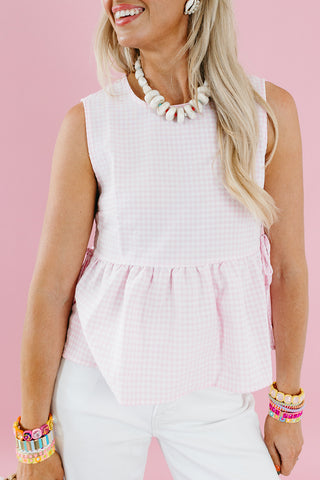 Mariah Gingham Top in Pink