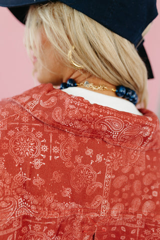 Brylie Paisley Printed Jacket in Red