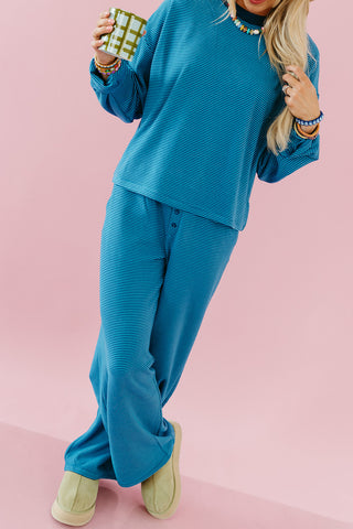Devan Stripe Soft Knit Pants in Blue