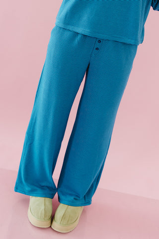 Devan Stripe Soft Knit Pants in Blue