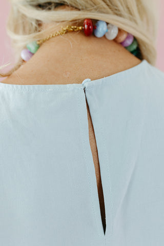 Salem Linen Side Tie Tank in Blue