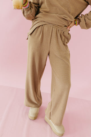 Ollie Stripe Pants in Olive/Mauve