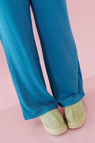 Devan Stripe Soft Knit Pants in Blue