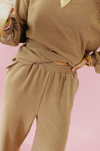 Ollie Stripe Pants in Olive/Mauve